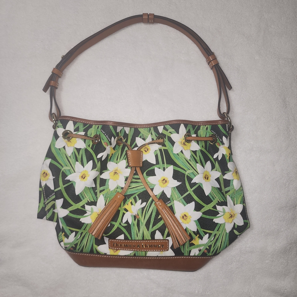 Dooney & Bourke Green and Brown Shoulder Bag with Floral Design